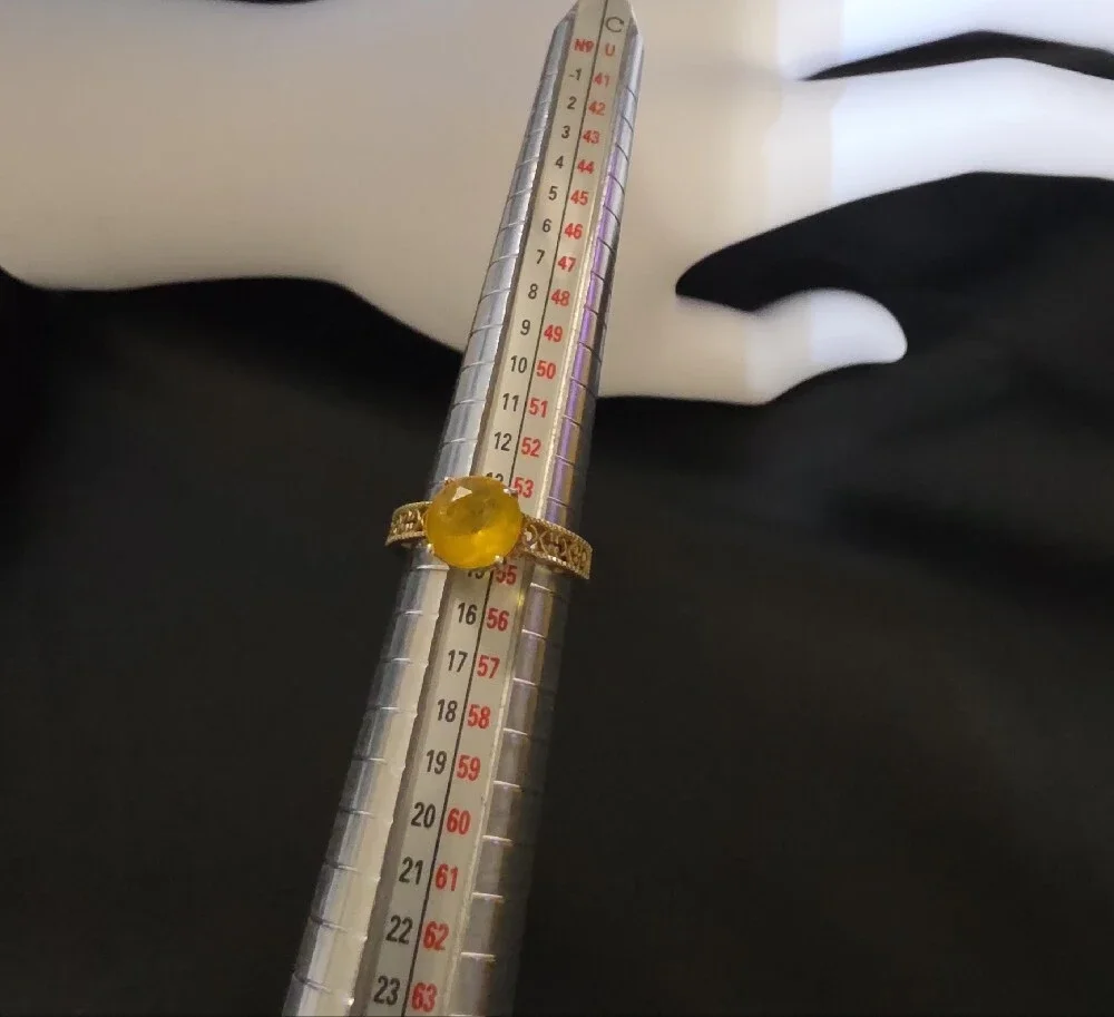 Gold 925 Citrine Cocktail Ring - Women Jewelry
